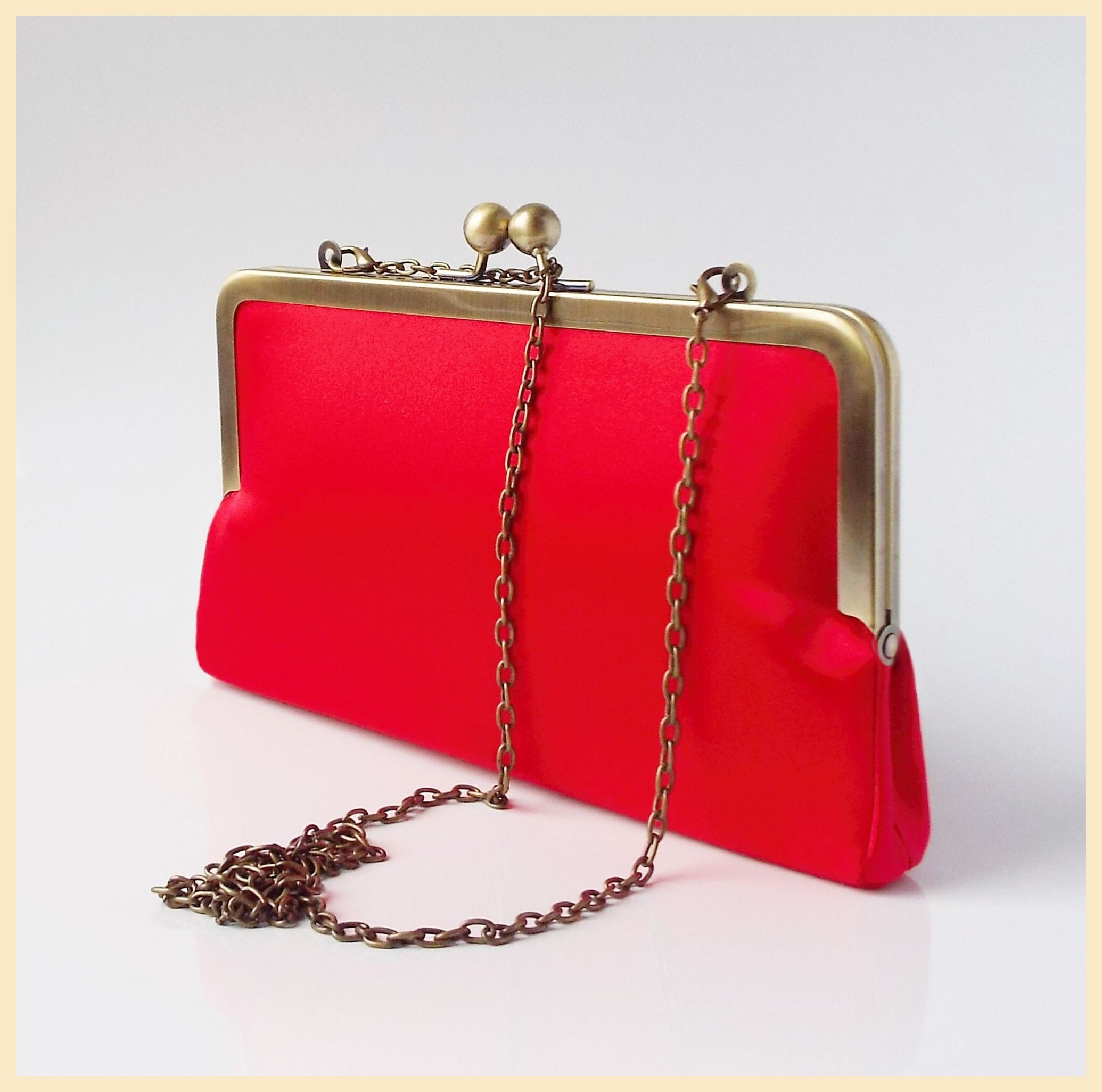 Evening Bag Red Clutch Bag Red Silk Satin Evening Purse With Etsy UK