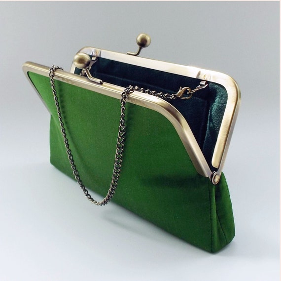 Wedding Clutch Bag Green Silk Purse Chartreuse Evening Clutch