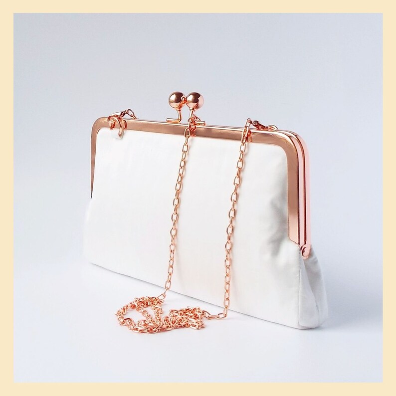 Bridal Clutch Wedding Purse Ivory Wristlet Clutch Rose Gold Etsy