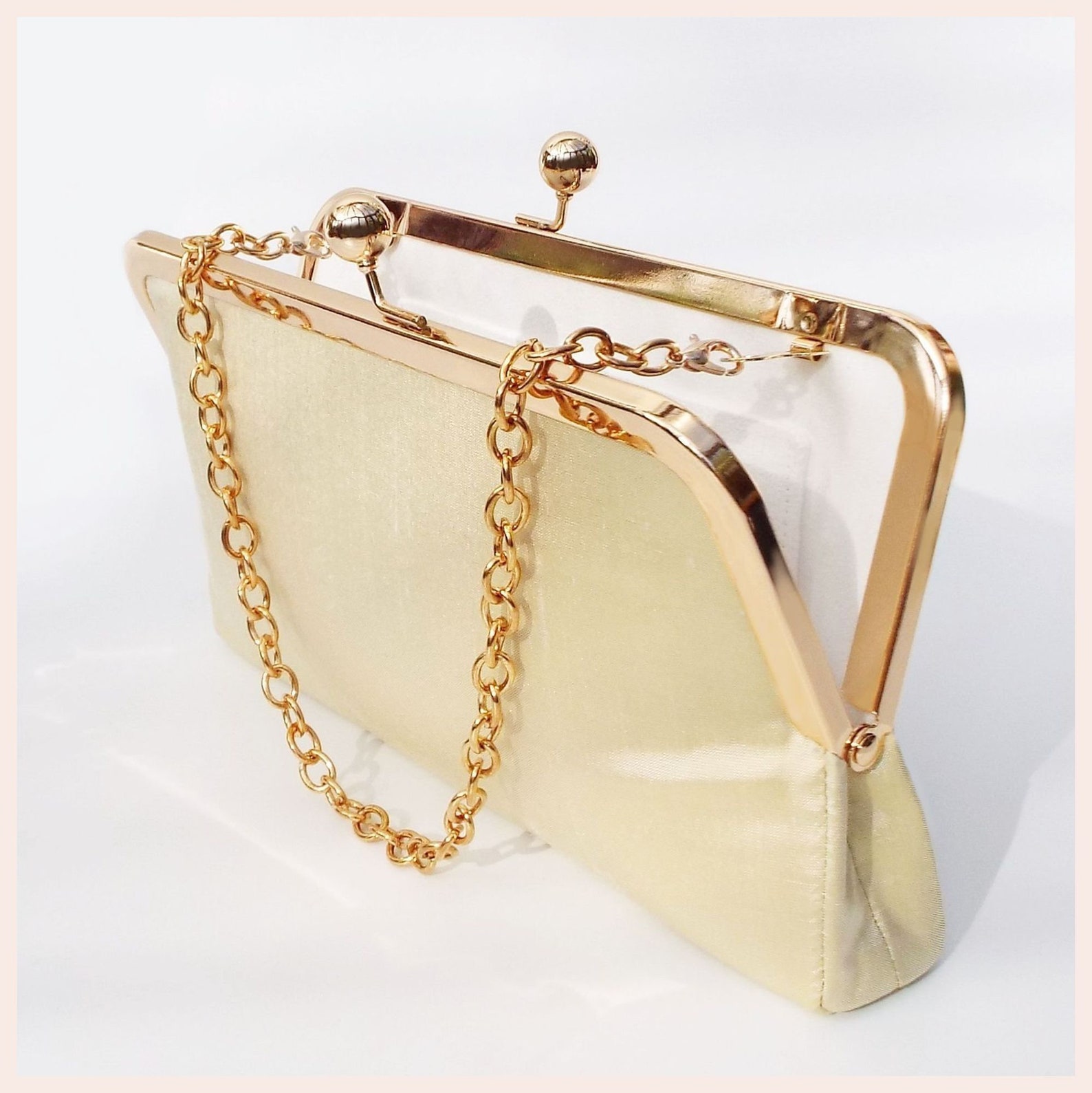 Wedding clutch bag yellow evening purse in silk personalised Etsy