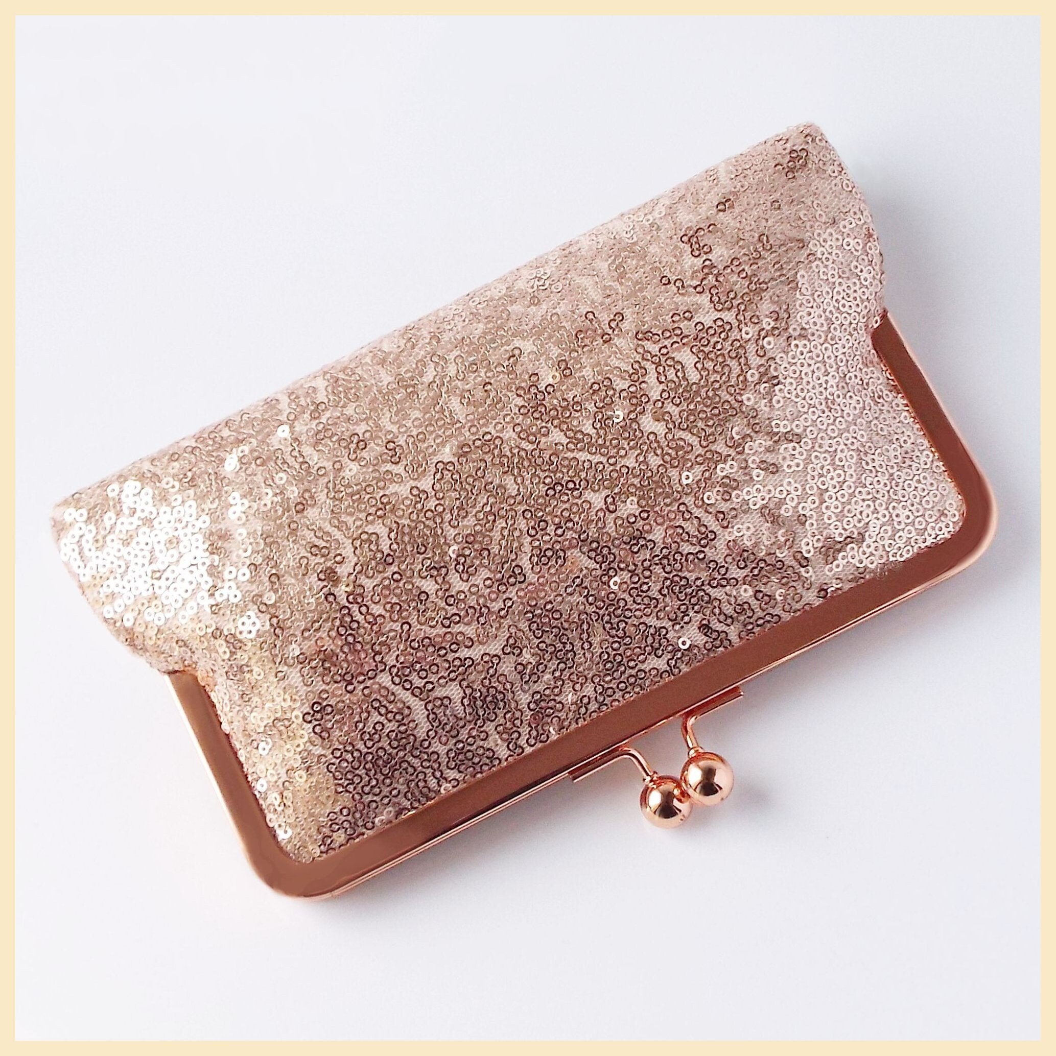 rose gold sparkly clutch