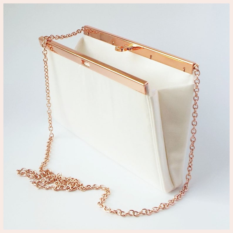 Ivory bridal purse rose gold wedding clutch bag small silk Etsy