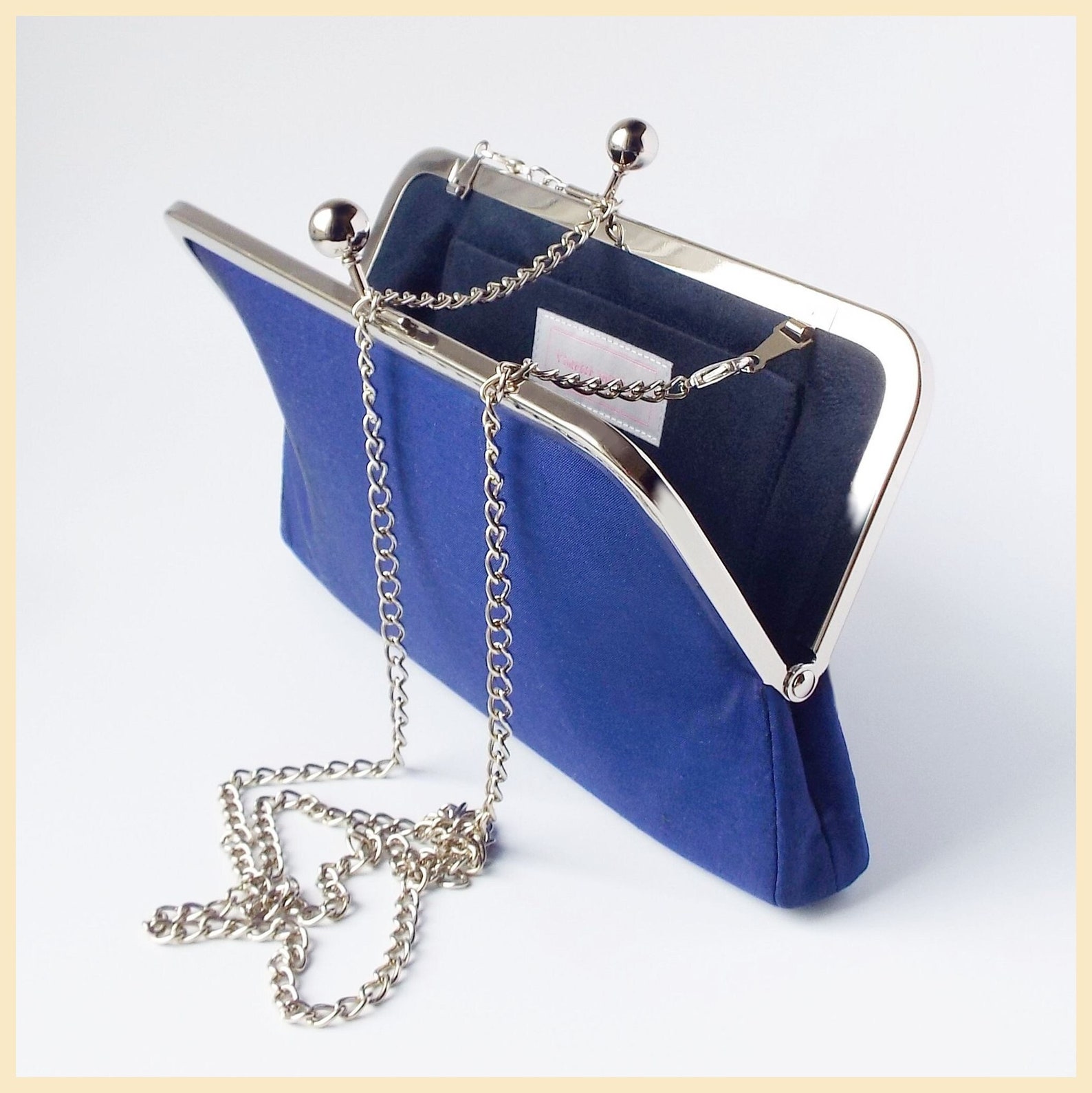 Navy Blue Evening Bag Clutch Purse With Chain Personalised Etsy
