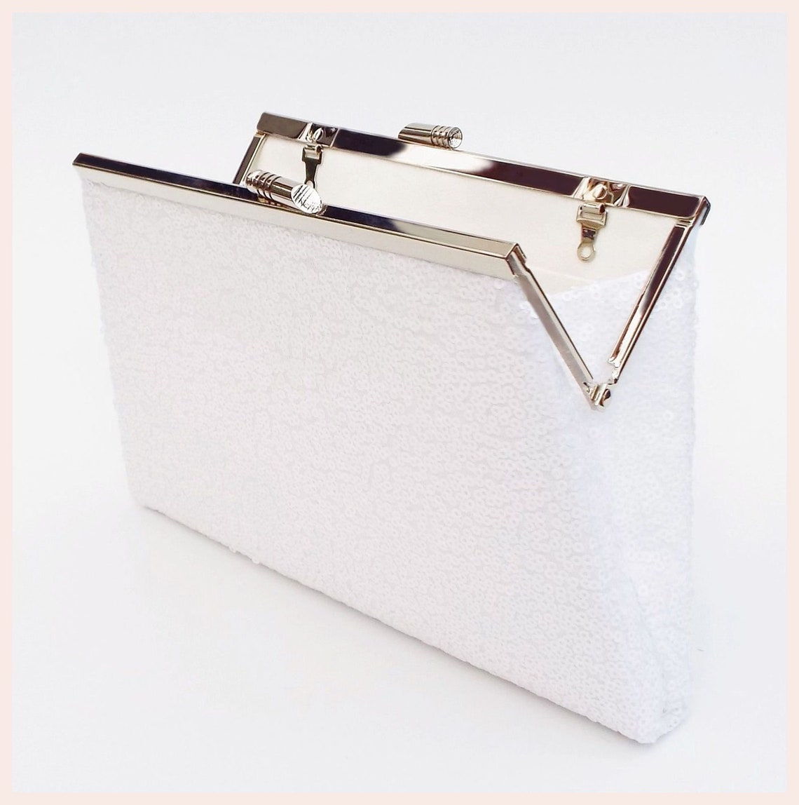 White Bridal Clutch Evening Bag Wedding Day Purse Small Etsy UK