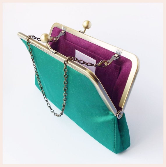 green clutch bag