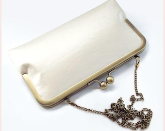 pearl bridal clutch bag, ivory purse for wedding day, personalised gift for the bride