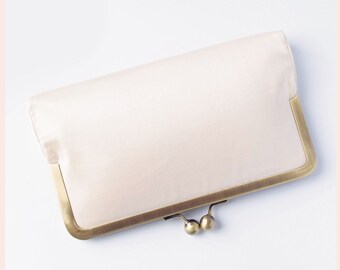 wedding clutch, champagne bridal clutch, silk purse for classic wedding