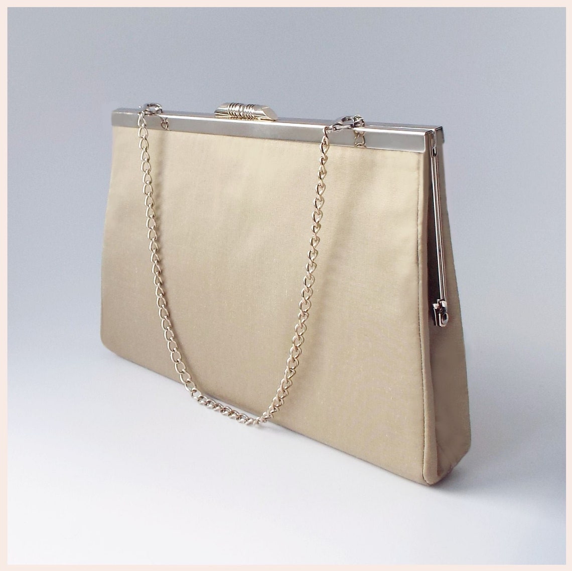 Evening clutch bag taupe wedding purse small silk handbag Etsy