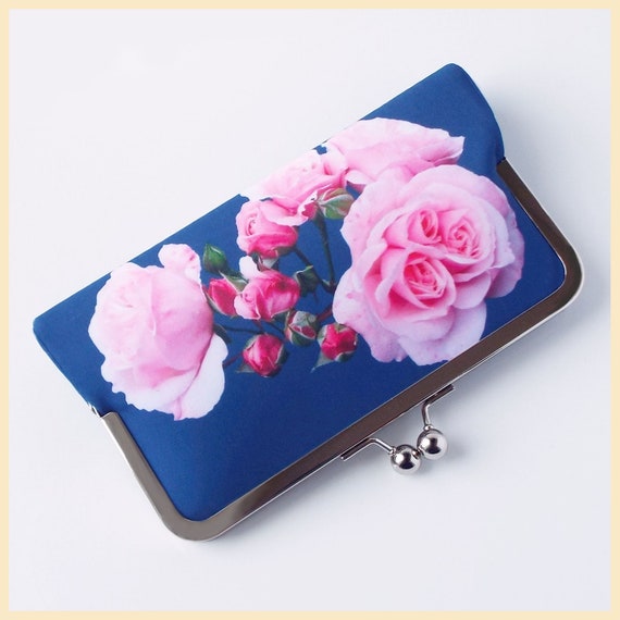 navy floral clutch bag