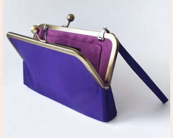 purple evening bag, handmade personalised clutch purse for wedding, gift for special occasion