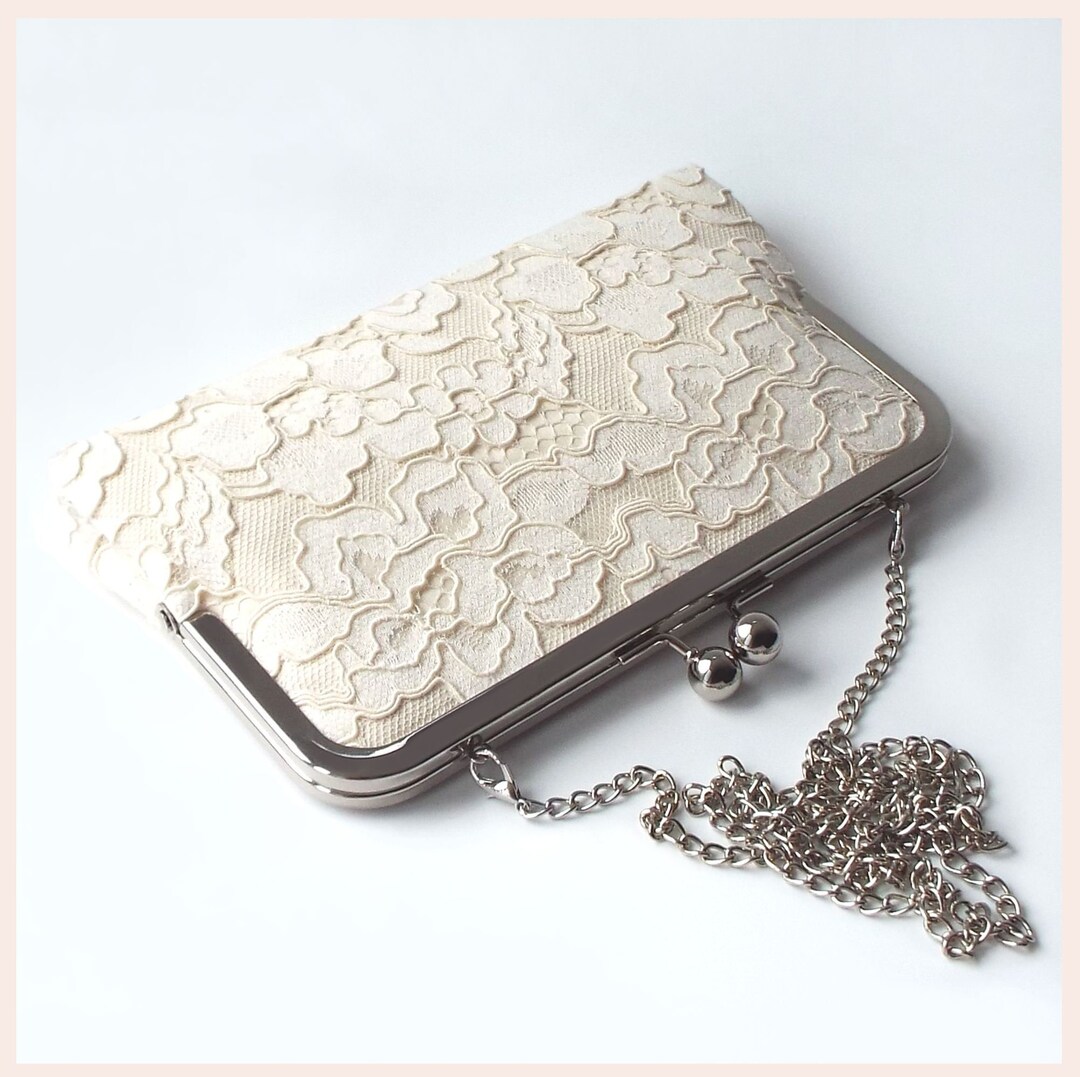 Bridal Clutch, Cream Lace Wedding Purse, Bag for the Bride, Wedding Day ...