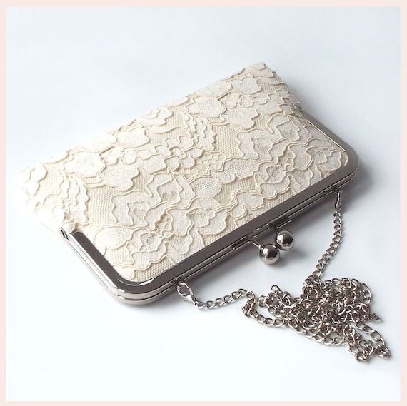 Cream lace clutch bag hotsell