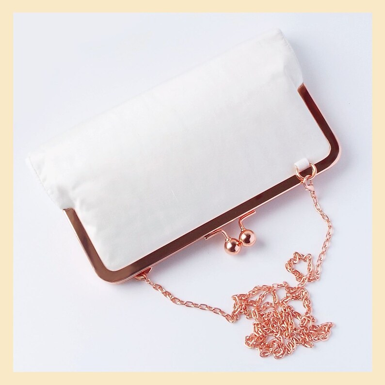 Bridal Clutch Wedding Purse Ivory Wristlet Clutch Rose Gold Etsy