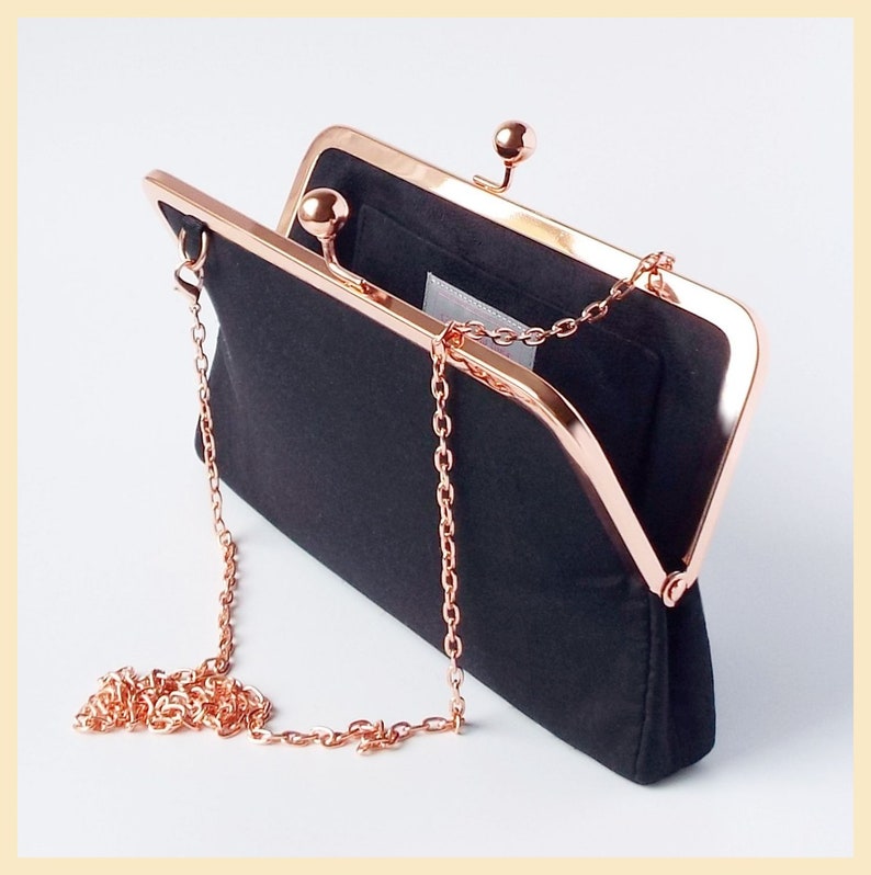 Evening Bag Black and Rose Gold Clutch Purse Evening Purse Etsy