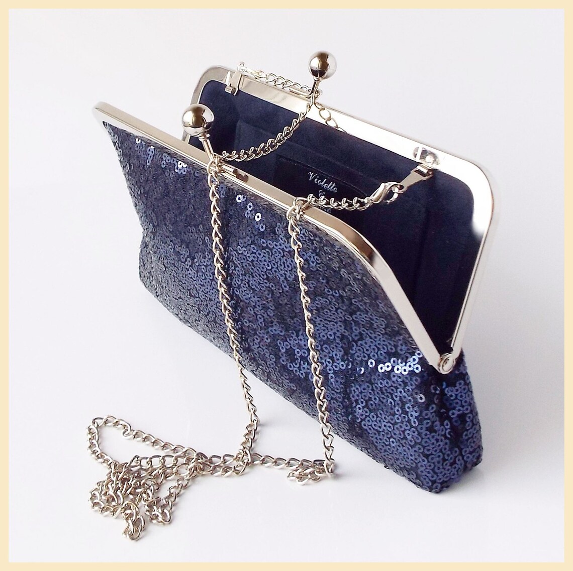 Navy blue evening clutch sequin purse personalised sparkly Etsy