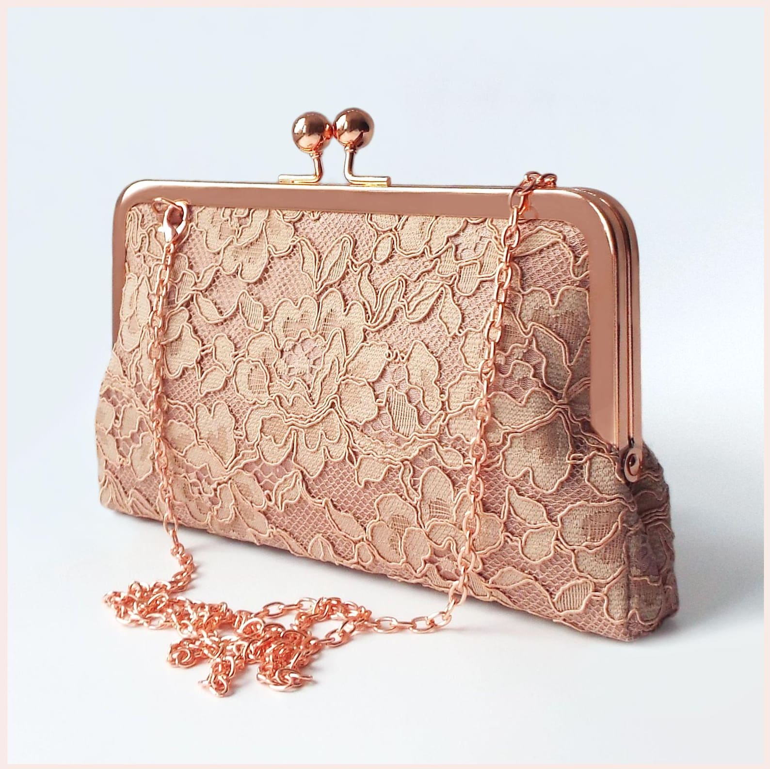 Rose Gold Bridal Clutch, Wedding Purse in Dusky Rose Lace for Wedding Rose Gold Bridal Clutch, Wedding Purse in Dusky Rose Lace for Wedding
