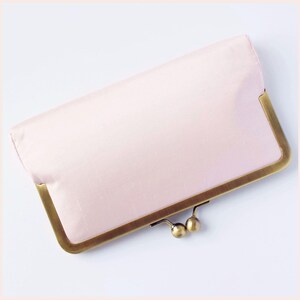pale pink wedding clutch bag with Antique Brass tone kisslock frame