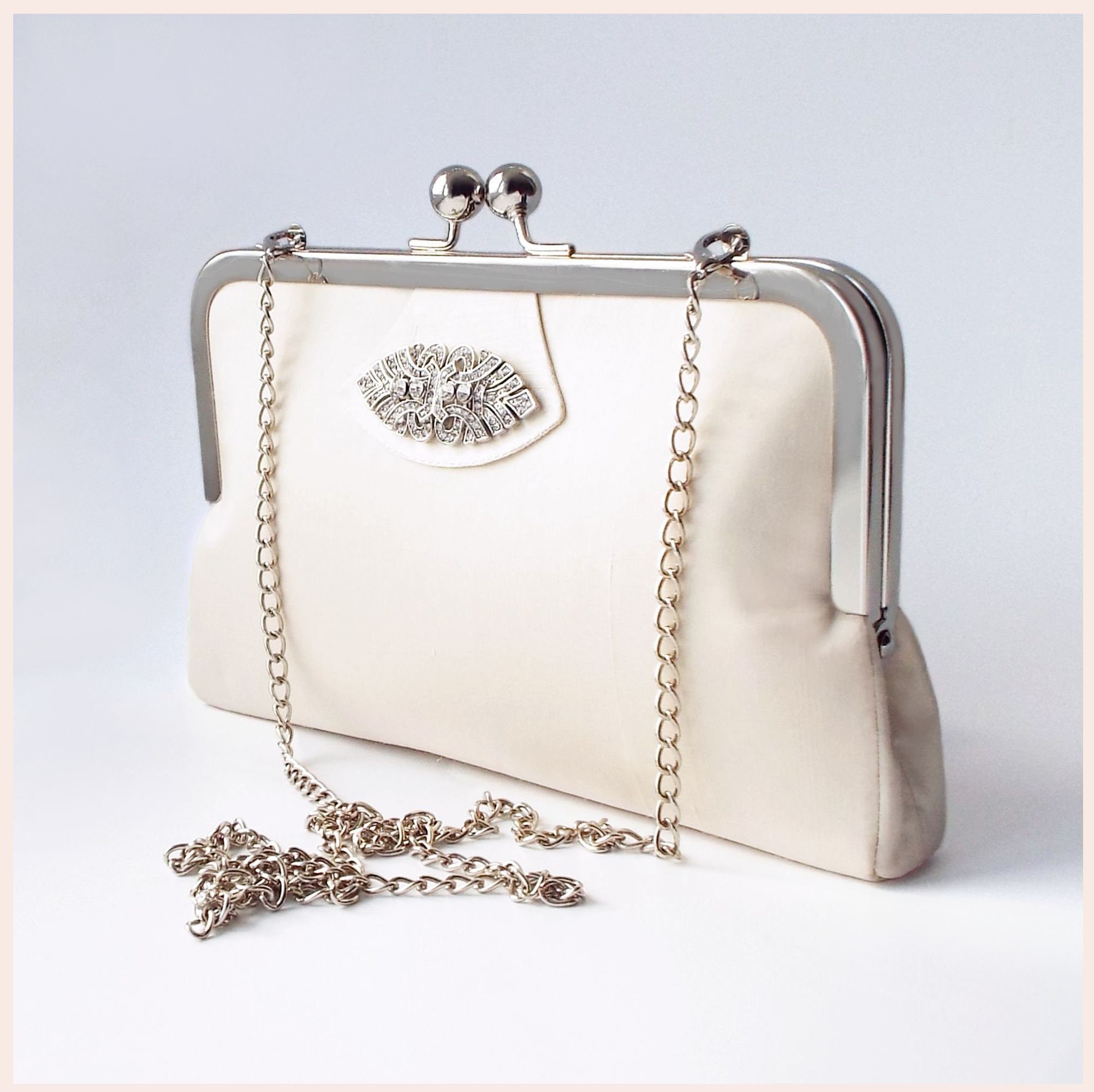 Buy Peora Clutch Womens Purse Bridal Bag for Detachable Strap Evening Sling  Bag - Silver-C67S Online