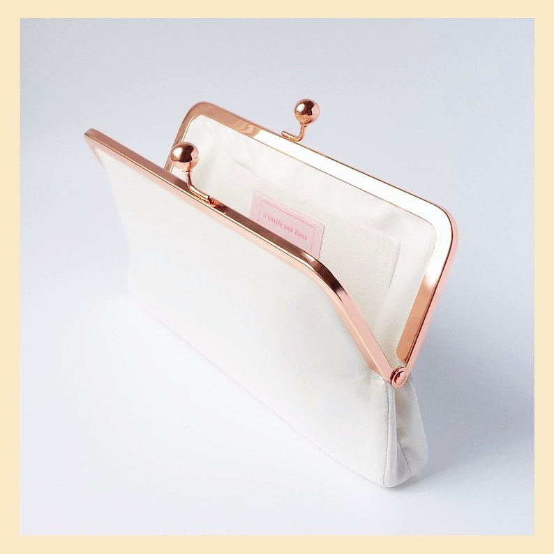Bridal Clutch Wedding Purse Ivory Wristlet Clutch Rose Gold Etsy