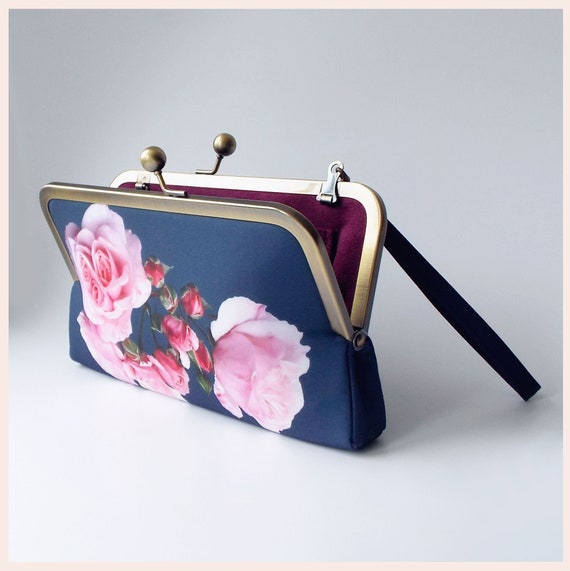 Navy Quilted Kaviar London Clutch Purse & Chain | Aspinal