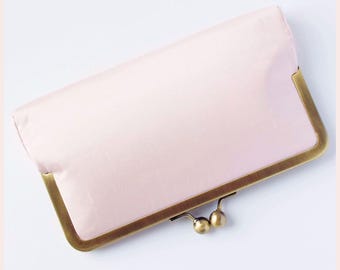 bridal clutch bag, pink wedding purse, bridesmaids clutch with personalisation