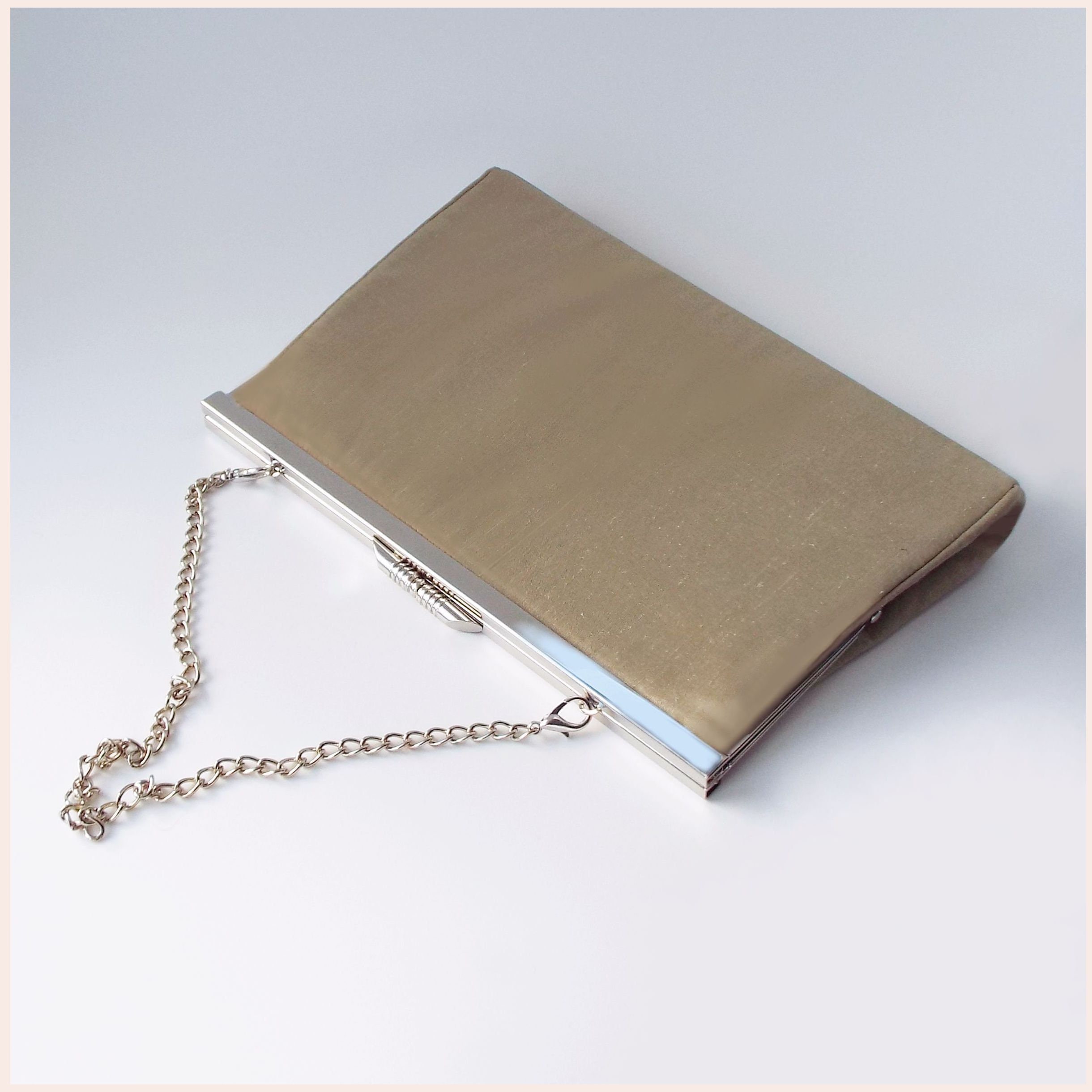 Evening clutch bag taupe wedding purse small silk handbag | Etsy