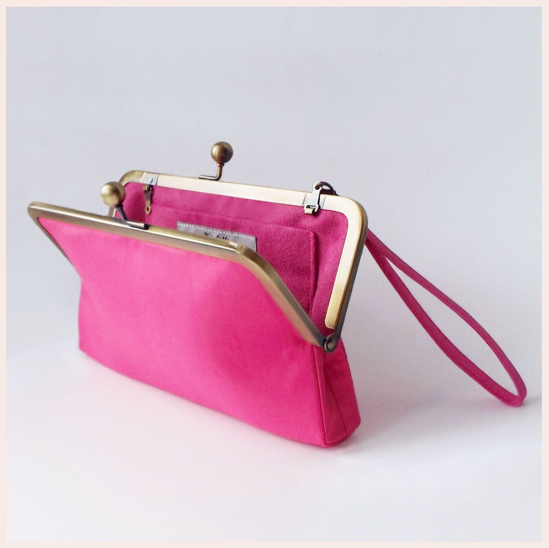 Shocking pink clutch bag sale