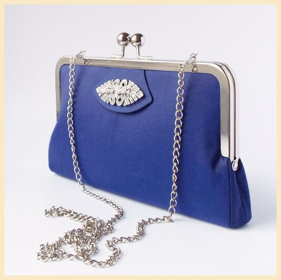 Navy Evening Bag Blue Art Deco Clutch Purse Clutch Bag With Etsy