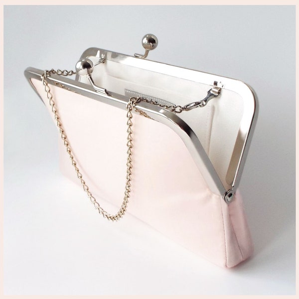 pale pink clutch bag for wedding, bridal clutch purse, personalised silk clutch for summer wedding