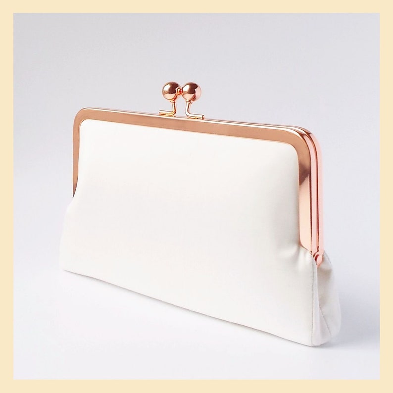Bridal Clutch Wedding Purse Ivory Wristlet Clutch Rose Gold Etsy