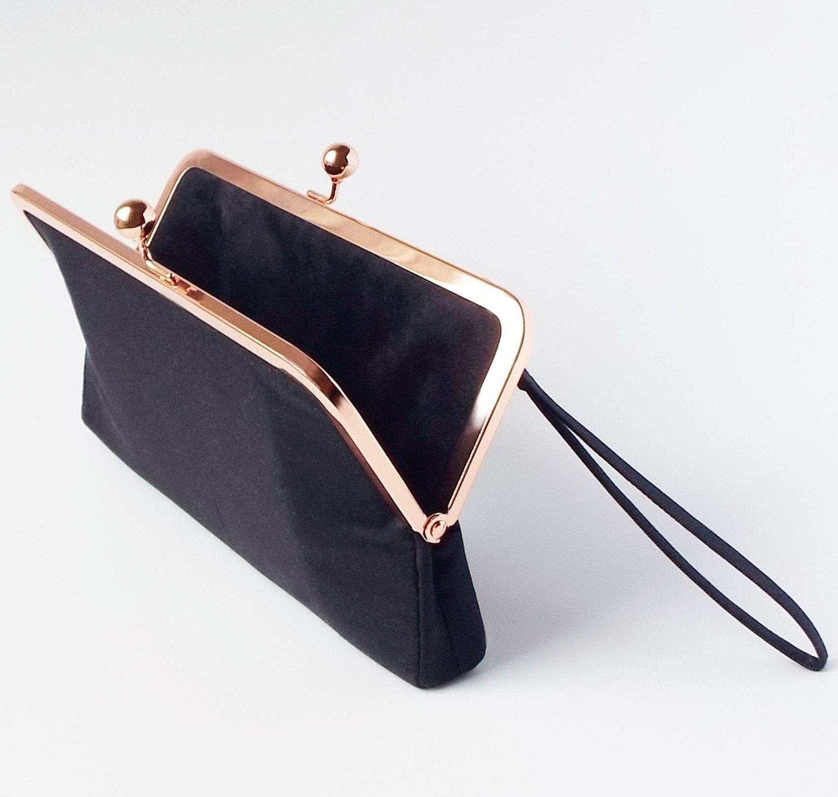 Evening Bag Black and Rose Gold Clutch Purse Evening Purse 