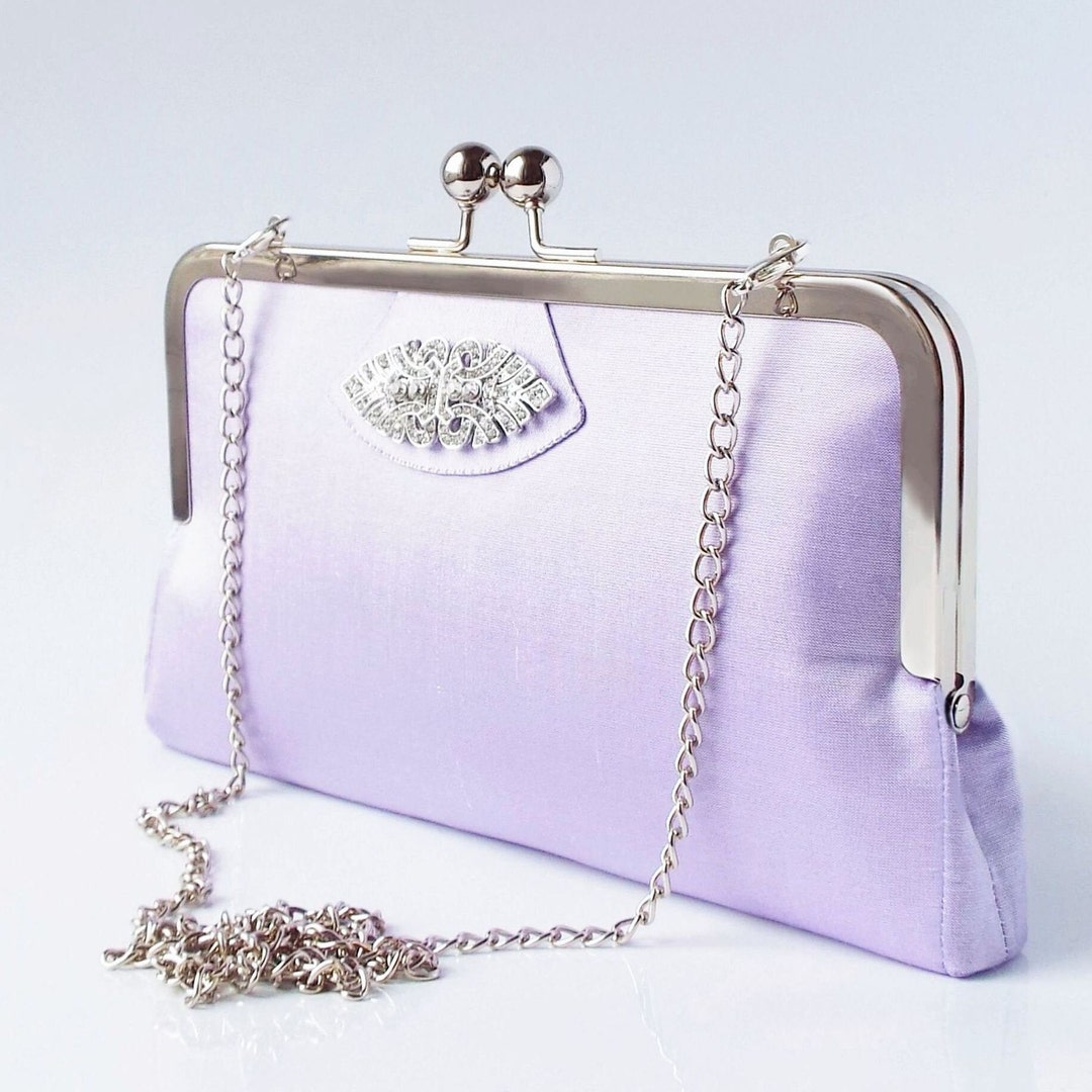 Silver Pearl Rhinestones Evening Clutch Bag Wedding Chain Handbags
