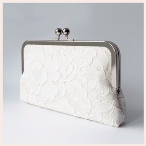 lace bridal clutch, ivory wedding purse, personalised gift for the bride clutch bag alone