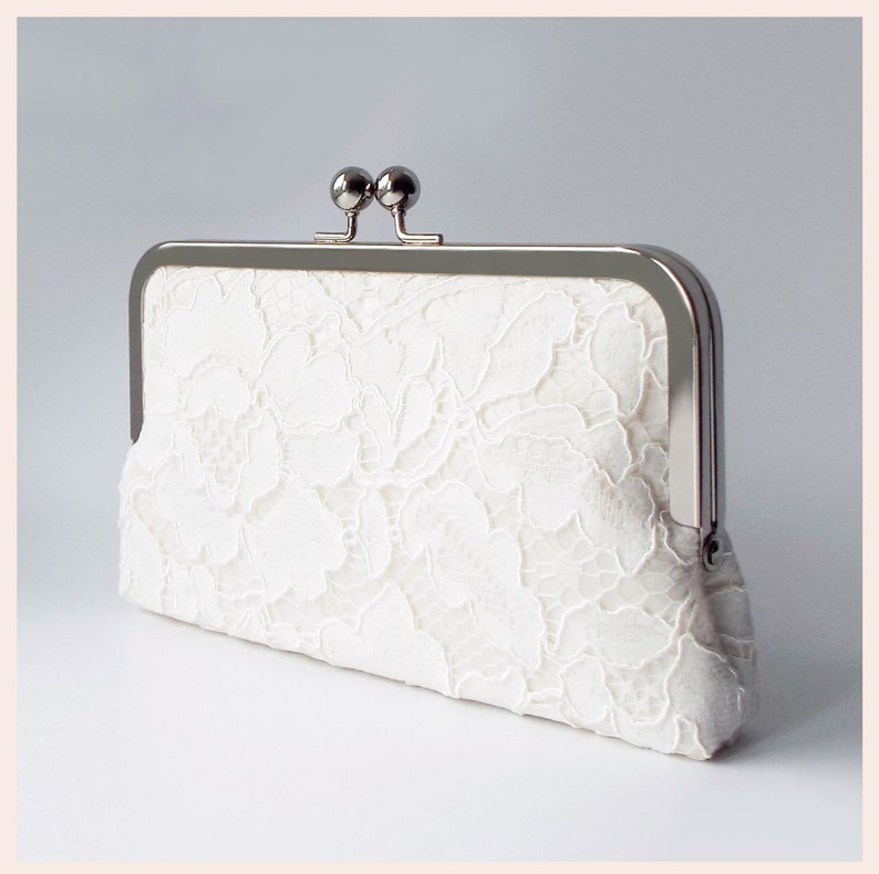 lace bridal clutch, ivory wedding purse, personalised gift for the bride clutch bag alone