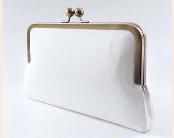 pochette nuptiale, pochette de mariage ivoire, sac à main nuptiale en soie avec personnalisation pour mariage d’été