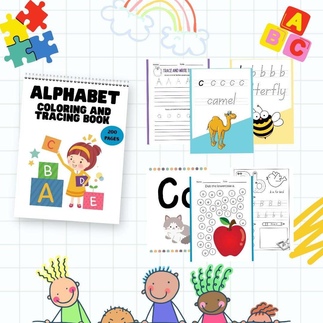 Alphabet Coloring and Tracing Book for Kids – Printable PDF (200 Pages ...