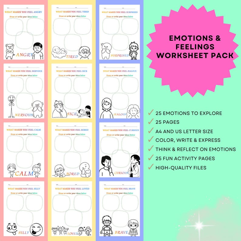 Tired Worksheet Emotions Feelings Worksheets for Kids | Social Emotional Learning ...