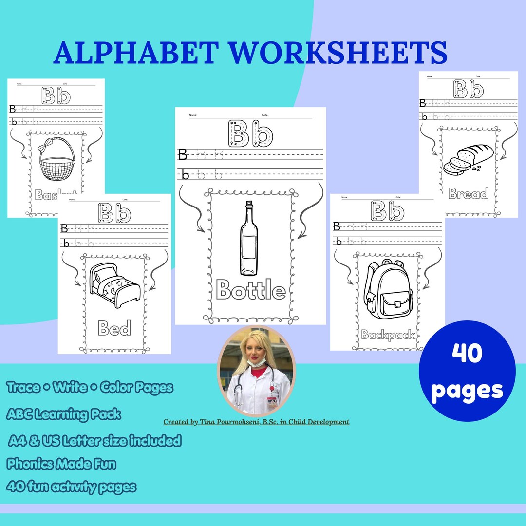 Alphabet Letters Worksheets for Kids - Letter B Activity Pack | Trace ...