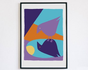 Reflective bird - Art print, professional print, digital artwork - limited edition