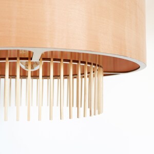 Lasercut wooden pendant lamp ASTEROPE pearwood veneer, chandelier image 7