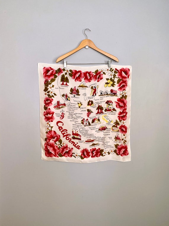 vintage 1940s scarf | 40s California souvenir scar