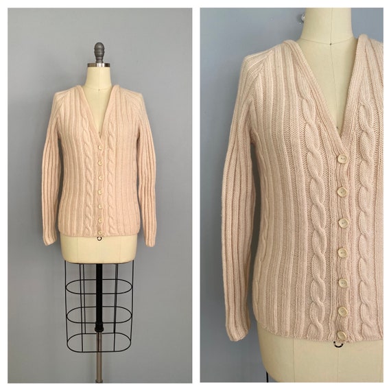1970/'s Buttercream Cable Knit Cardigan