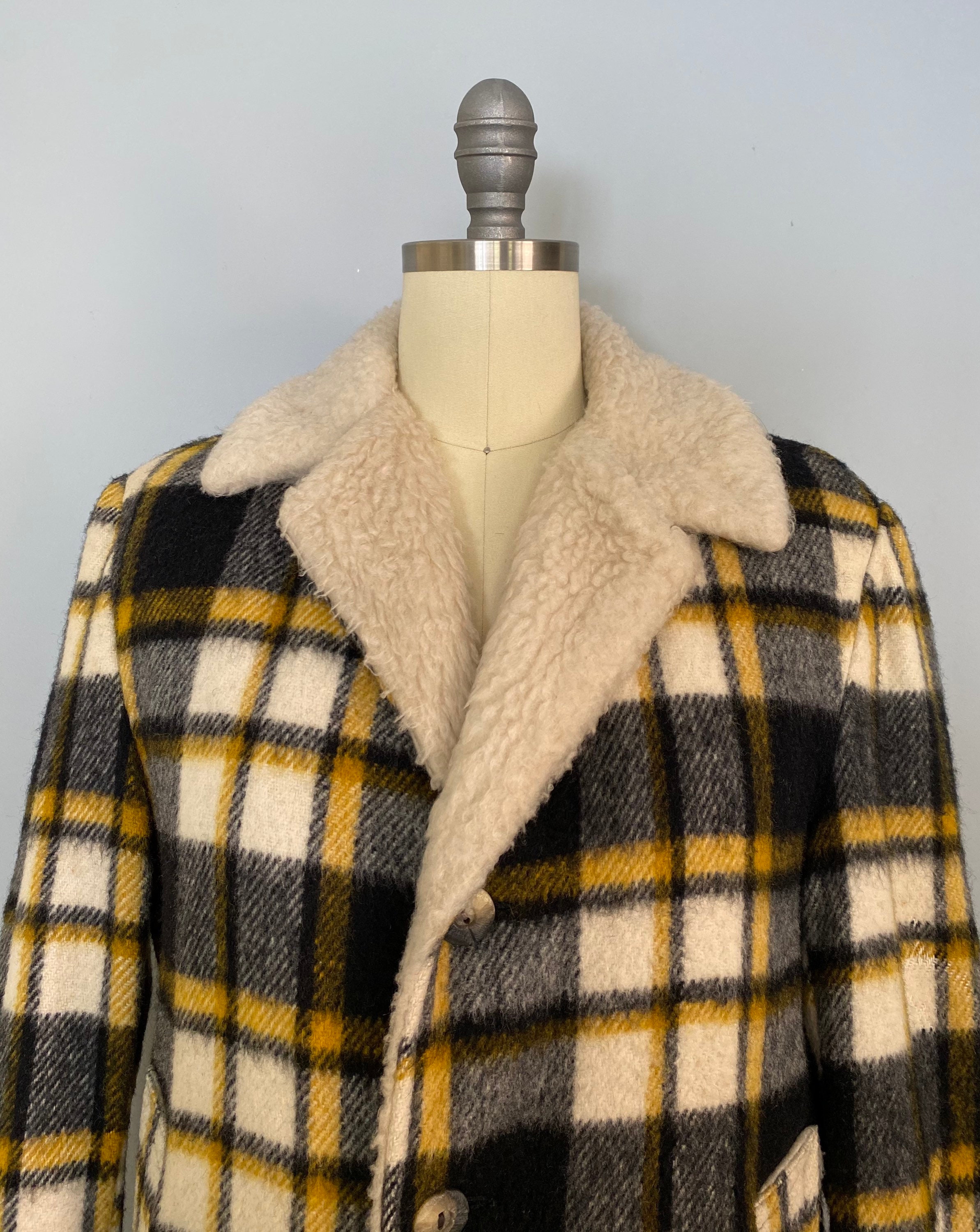 Plaid jacket vintage 1970s Lumberjack coat 70s wool sherpa | Etsy