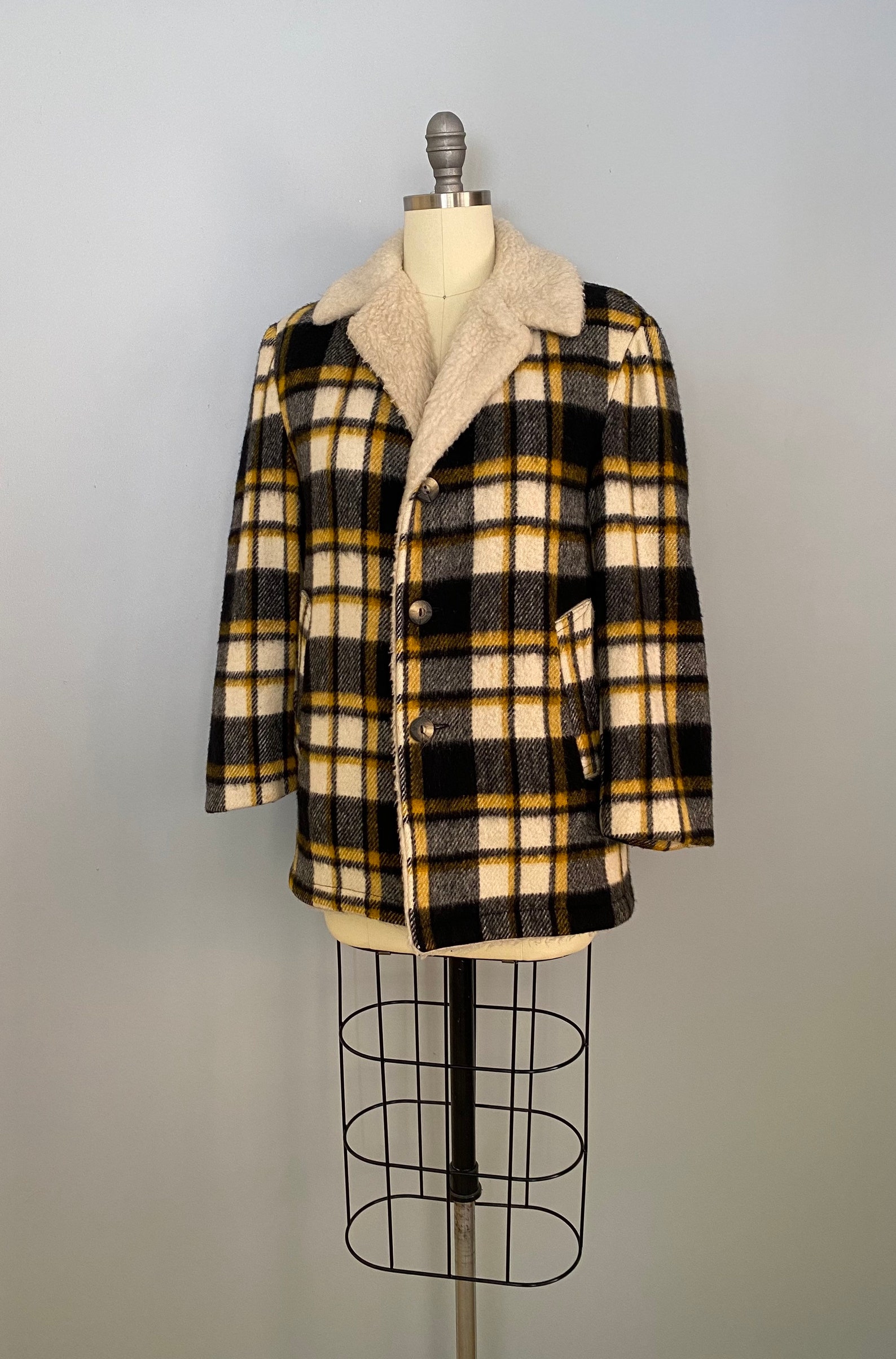 Plaid jacket vintage 1970s Lumberjack coat 70s wool sherpa | Etsy