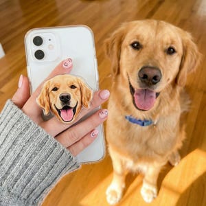 Custom Pet Portrait Phone Grip Stand – Personalized Photo Pop Socket Accessory
