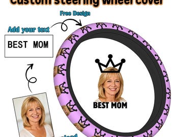 Custom Steering Wheel Cover,Personalized Photo Steering Wheel Cover,Universal Fit Steering Wheel Cover,Thoughtful Mom's Gift, Gift for Her