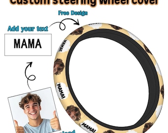 Custom Steering Wheel Cover,Personalized Photo Steering Wheel Cover,Universal Fit Steering Wheel Cover,Thoughtful Mom's Gift, Gift for Her