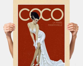 Póster de Mademoiselle, la novia de Frankenstein: Arte mural de terror vintage