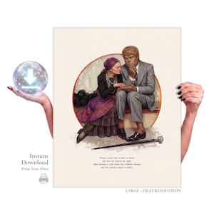 Wolfman Fortune Teller – Digital nedladdning av gotisk parodi i Norman Rockwell-stil