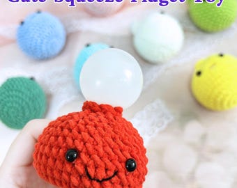 Bola antiestrés tejida a mano a crochet, juguete antiestrés blando, juguete blando de moño de crochet, peluche de moño kawaii para ella, juguete antiestrés para adultos, bolas antiestrés de crochet